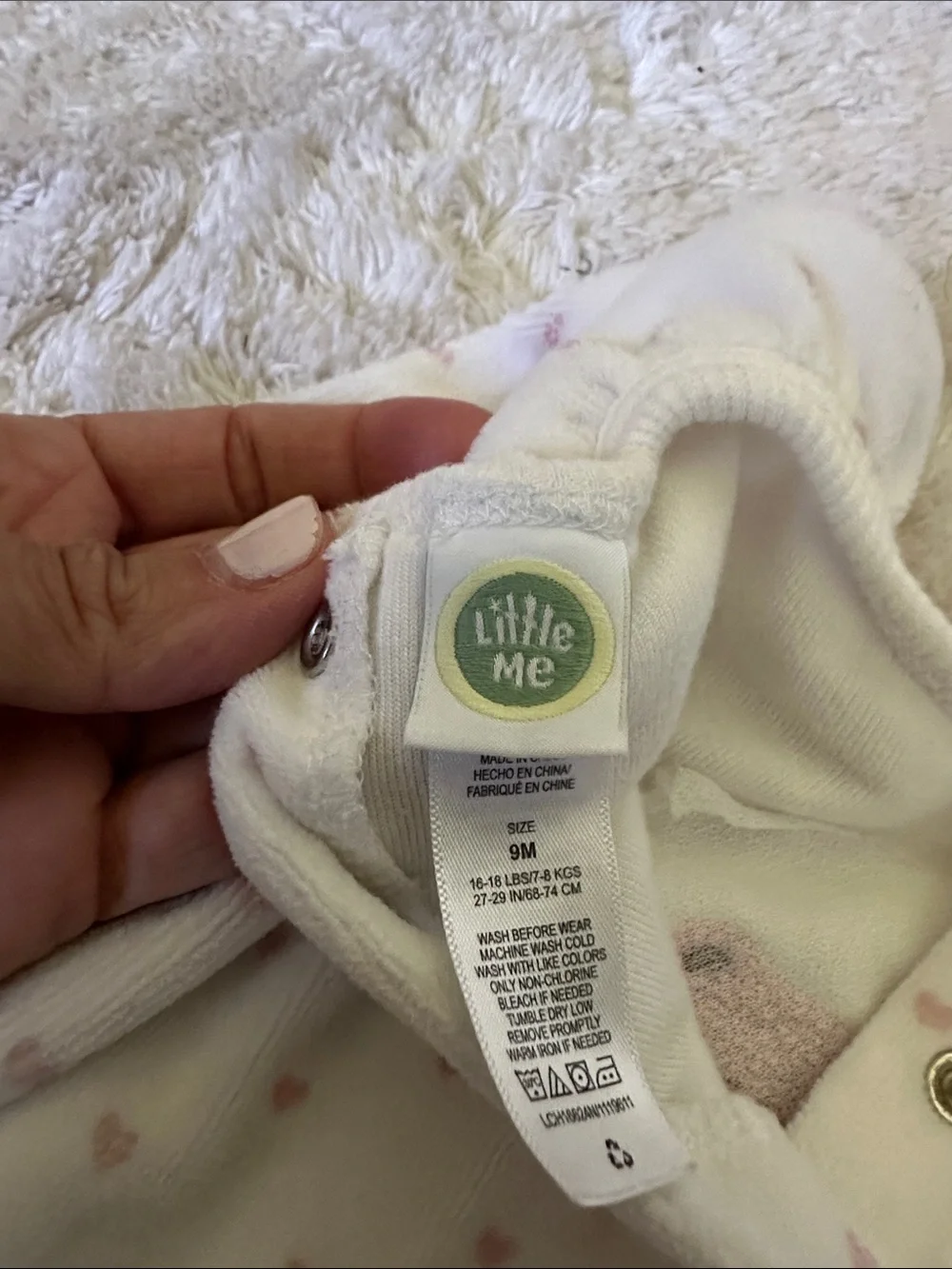 Baby Two-Piece Bear Sweater Set in White and Pink